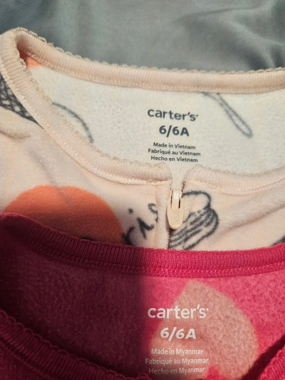 Little Girls Carters 2 pack Footy PJ's